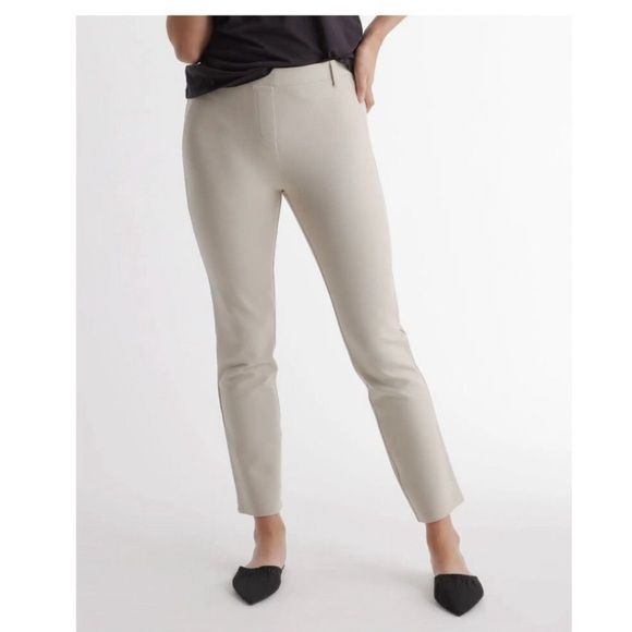 Quince Ultra-Stretch Ponte Straight Leg Pant Ecru Beige Regular 30"- L - NWT - Picture 1 of 6